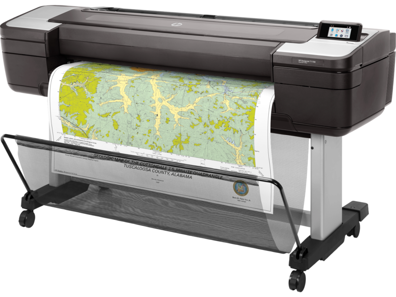 Плоттер HP DesignJet T1700 44-in Postscript Printer 6 ink color, 2400x1200 dpi, 116 pages/hr A1, 128Gb + 500Gb HDD, PostScript®, sheet & roll feed, automatic cutter, Ethernet+USB Type-A host port
